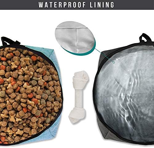 Petami Dog Food Saco de viagem | Carrier de Kibble para cães com kit de tigelas de água dobrável para cães | Armazenamento de