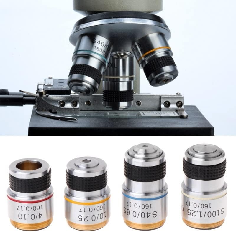 Kit de acessórios para microscópio para adultos 4x 10x 40x 100x lente objetiva achromatic para microscópio 185 consumíveis de laboratório