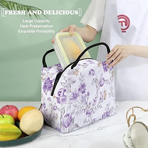 Lavanda Purple Floral Print Isolle Alcution Tote Bag Box para trabalho Picnic Boatning Praia Fishing