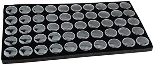Caixa de alumínio Vidro 50 jóias de jóias de inserção preta