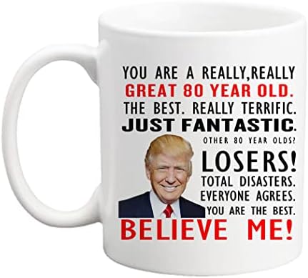 QSAVET 75º aniversário Presentes para mulheres, Trump Coffee Caneks para presentes de aniversário de 75 anos de idade de 1948 para homens, caneca de café para mamãe, pai, família, vizinho, colega de trabalho, professor - 11oz de caneca Trump