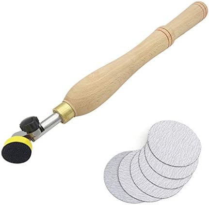 Guangming - lixadeira de tigela, ferramenta de lixamento à mão de tigela de madeira com 6pcs pequenos mini discos de almofada de areia abrasivos redondos para projetos de girar polimento, alça de madeira 1