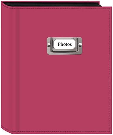 Foto pioneira 208 Pocket Bright Pink Sewn Leatherette Álbum com Silvertone Metal I.D. Placa para impressões de 4 por