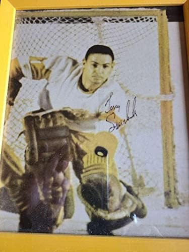 Terry Sawchuk JSA assinou a foto do AUTOGRAFIA COO 8X10 - fotos autografadas da NHL