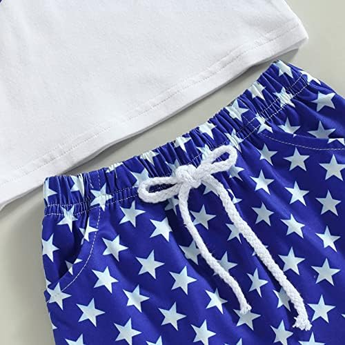 4 de julho, bebês meninos, roupas de menino, conjuntos de lençóis curtos de manga curta de verão Tops + calças listradas estreladas