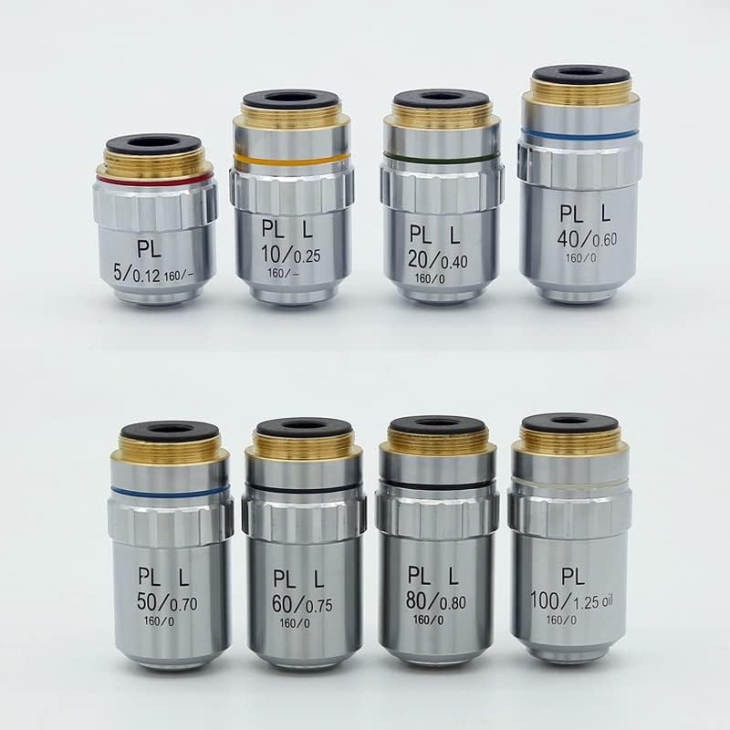 Riyibh Microscópio Acessórios para Microscópio Slide Preparação Camer lente de objetiva achromática 5x 10x 20x 40x 50x 60x