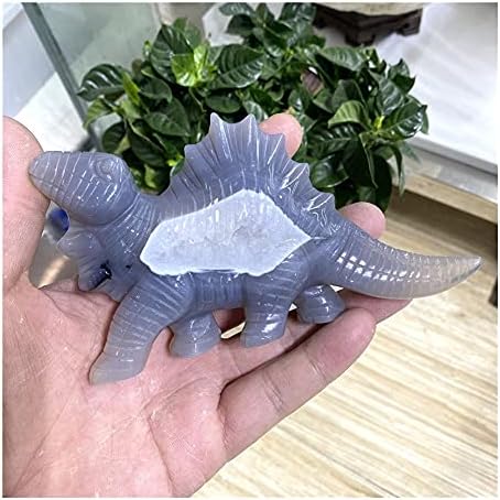 Ornamentos decorativos de Saiyi 1pcs dinossauros de ágata druzosos e esculpidos para cura de pedra crua reiki cura