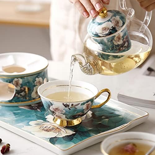 Aquecimento de vidro de cerâmica Bule de chá com filtro European Tarde Tea Tea Conjunto de chá, bule isolado