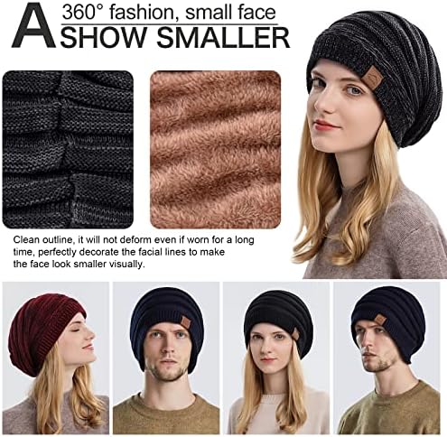 Girada de Ycsssaw Slouchy para homens chapéus de inverno para caras chapéus de gorro desleixados Caps de malha de inverno