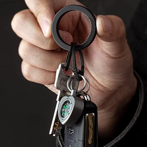 Tisur Titanium Keychain Rings, Split lateral empurrando os anéis de teclas pesadas anel de chave preta para a cadeia