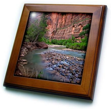 3drose Virgin River, Parque Nacional de Zion, Utah emoldurado Tile, 8 x 8