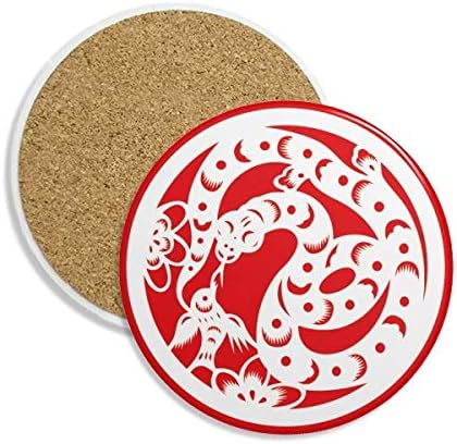 Cobra de papel Animal China Zodíaco Arte Cerâmica Coaster Cup Holder Setor absorvente para bebidas 2pcs Presente