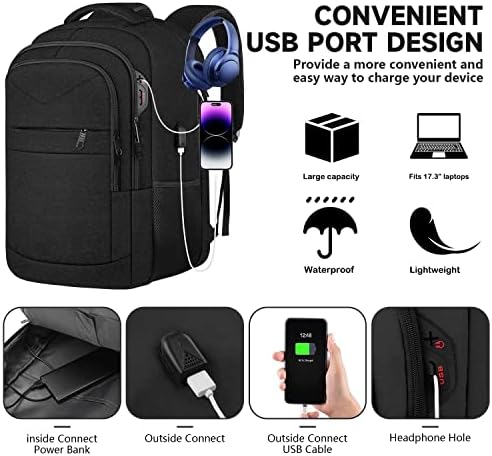 Mochila laptop de viagem LAPSONO, Durável Backpack Durável de Carry On Travel On Travel, TSA Flight Aproved Carry On Backpackanti-roubo