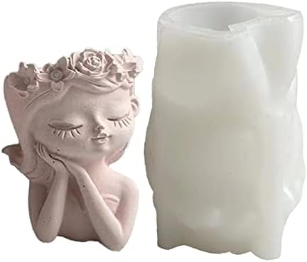 Mold de maconha de flor da cabeça de menina, molde de vela de vela de resina molde de silicone do molde de vela de