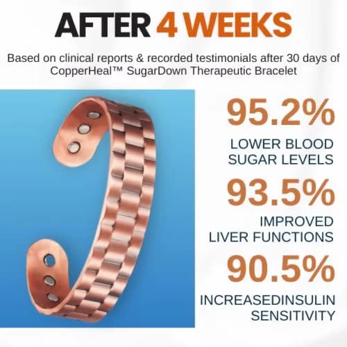 pulseira terapêutica sugardown de cobre, pulseira terapêutica magnética de cobre para homens regula efetivamente o nível