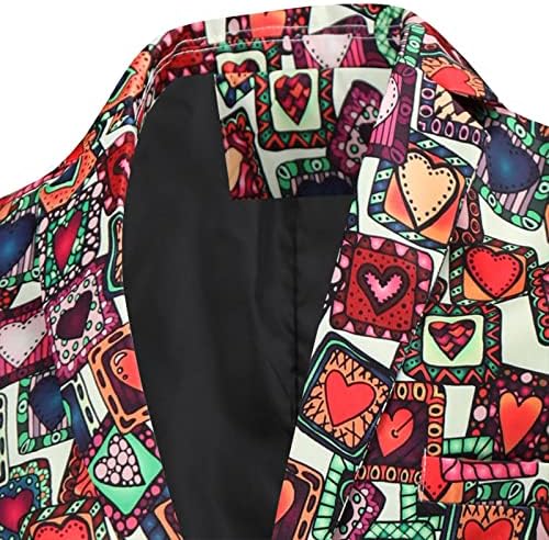 XXBR Blazer do Dia dos Namorados para homens, casaco de estampa de coração de amor um botão de lapiga de lapão de blazers de festa