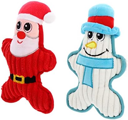 ABOOFAN 2PCS DOG DOM DE NATAL Toys Squeays Santa Snowman Chew Toys Puppy Plush Toy Toy Funny Dog Toys