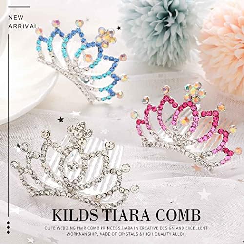 Kilshye Girls pequenos tiaras pentes princesas Rhinestone Crown Comb Flower Crystal Prompiçadeira para crianças