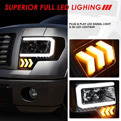 3D LED DRL Arrow Turn Signal Signal Housed Housed Amber Corner Projector Fartlights Lâmpadas compatíveis com Ford F-150