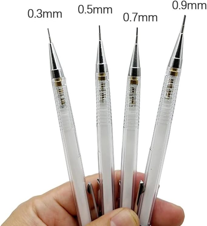 MJWDP Conjunto de lápis mecânico transparente simples com lápis automático transparente para pintura de escrita para