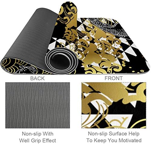 Círculos de água de onda de peixes Koi Print 6mm de tapete de ioga extra grosso, tapetes de exercícios de TPE ecológicos Pilates