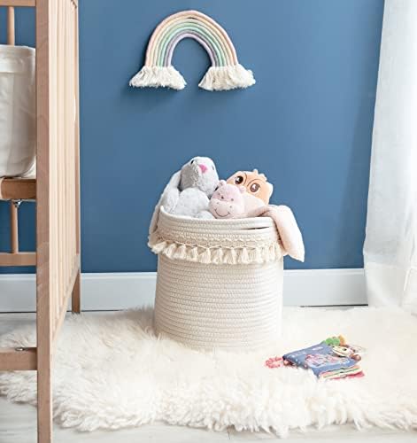 Hammock de brinquedos de animais de pelúcia de Mkono e cesta decoriva de macram para bebês decoração de berçário pendurado organizador
