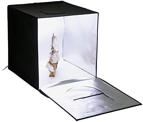 Fotodiox Pro LED 24x24 Studio-in-a-box para fotografia superior de mesa-inclui barraca leve, luzes LED reduzíveis integradas, caixa de transporte e quatro cenários