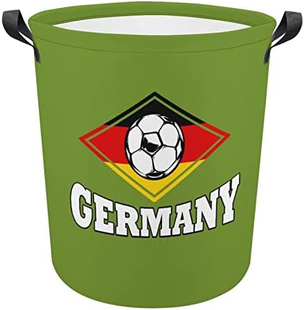 Cesta de lavanderia de futebol de futebol da Alemanha com alças Round Round Roundsible Laundry Horper Storage Basket