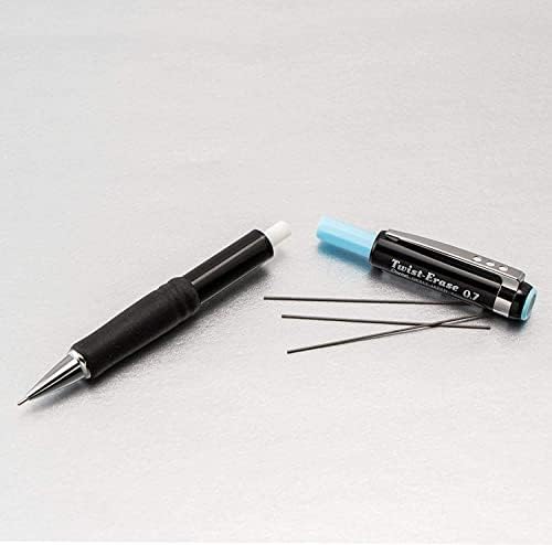 Lápis mecânico, Twist Pentel Erase .7 mm, Twist-Ease III Automático, 3 pacote, barris pretos, melhores lápis profissionais