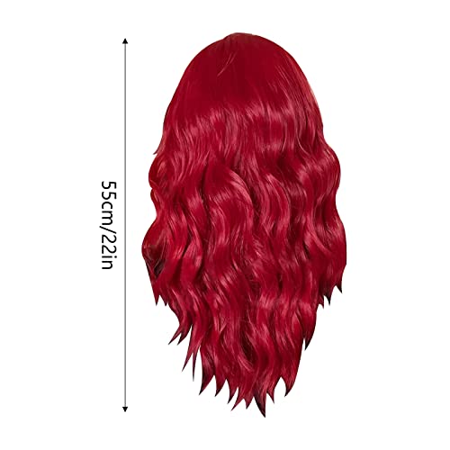 Perucas sintéticas com para mulheres europeias e americanas vinhos vermelho natural ondulado longa peruca cacheada fios de