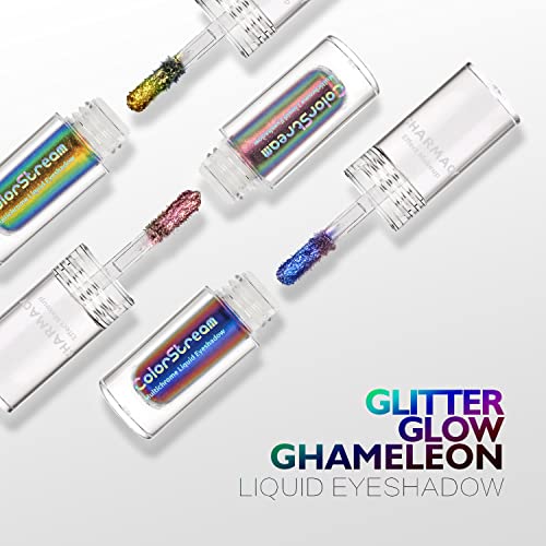 Evasiva duocromática líquida de charmacy, aparência de olho multidimensional, sombras de olho de brilho duradouras, pigmentos metálicos, secagem rápida, maquiagem brilhante e brilhante para iniciantes, 1.6g