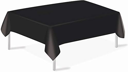 Toalhas de mesa de plástico preto 3 tampas de mesa descartáveis ​​de embalagem 54 x 108 polegadas de chá de parques de parques