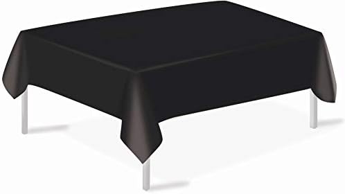 Toalhas de mesa de plástico preto 3 tampas de mesa descartáveis ​​de embalagem 54 x 108 polegadas de chá de parques de parques de festas peva tolo de mesa de vinil para mesas de retângulo de até 8 pés e banquete de casamento de aniversário de piquené