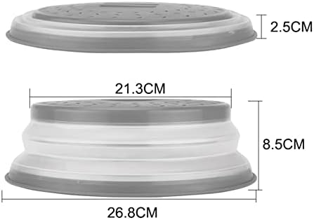 Tampa de respingos de microondas com alça e aberturas de vapor, ventilação de 10,5 para ferramentas de cozinha redonda, guarda de prato de alimentos, lavadora de louça, silicone sem bPA e grey de plástico