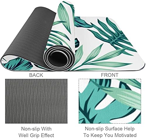Mat de ioga ecológico, 72 x 24 x 6mm de espessura folhas de palmeira tropical TPE Non Slip Yoga tape