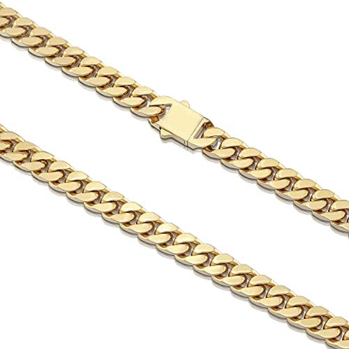 Pulseira de link cubano de Guqila para homens, pulseiras de corrente de link de aço inoxidável de 8 mm/10mm/12mm de aço inoxidável, com braceletes cubanos de peito de ouro 18k Bracelets cubanos para homens para homens, 7,5/8,5 polegadas