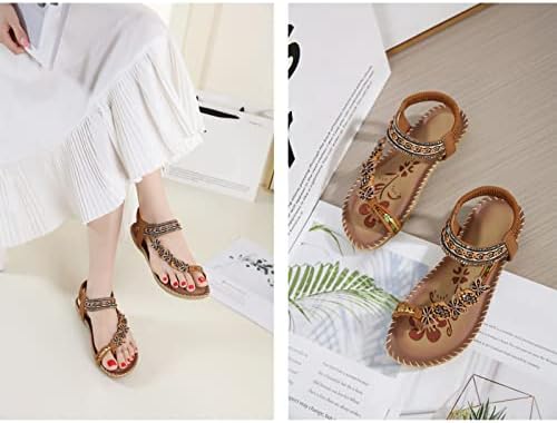 Sandálias femininas sandálias de verão boho sandals de praia casual tornozelo tornozelo chinelos confortáveis ​​gladiator sandal