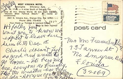 West Virginia Motel Orange City, Florida FL Original Vintage Post -Card 1974