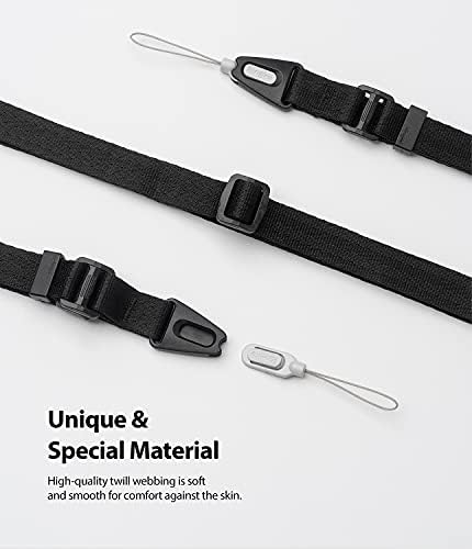 Cinta de cordão ringke [fivela de um toque] projetada para pulseira de câmera e correia de telefone, cinta de pescoço universal ajustável compatível com câmera e capa de telefone - preto