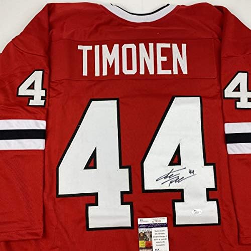 Autografado/assinado KIMMO Timonen Chicago Red Hockey Jersey JSA COA