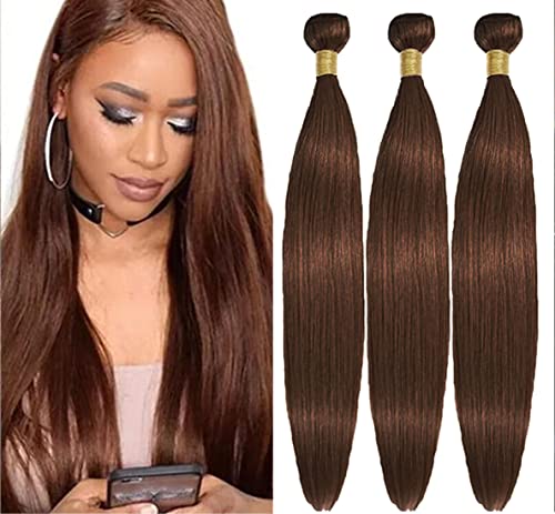 Marrom escuro 4 cor reta Remy pacote de cabelo brasileiro