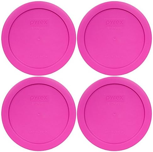 Pyrex 7201 -PC Pink 4 xícara de tampa de armazenamento de alimentos de plástico, feita nos EUA - 4 pacote