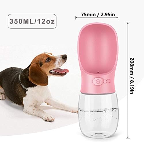 Kalimdor Dog Water Bottle, dispensador de água portátil à prova de vazamentos de 12 onças com alimentador de bebida para animais