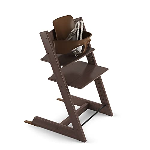 Tripp Trapp High Chair de Stokke, Walnut - Cadeira conversível para crianças e adultos - inclui conjunto de bebês com arnês removível para idades de 6 a 36 meses - design ergonômico e clássico