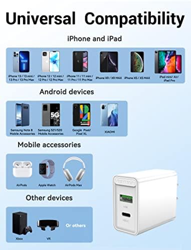 Bloco de carregador de parede USB C - VENÇÃO 2 PACO DE 20W PD DUAL PONTE FASCO IPHONE Plug de carregamento - Bloco de carregamento