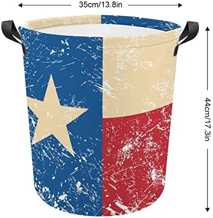 Retro Retro Texas Bandeira Roupa de lavanderia Couca dobrável Roupa alta Curtir com alças Bolsa de armazenamento