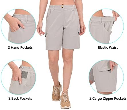 Little Donkey Andy Feminina Shorts de Caminhada de 9 polegadas, shorts de golfe leves seco rápido com bolsos com zíper