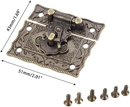 Sdgh 3pcs/kit box trave hasp fect + dobradiças c/mala de parafuso armário de bronze antigo jóias de bronze capa de