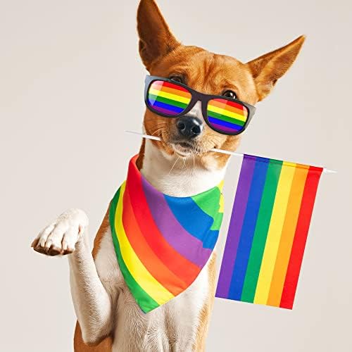 4pcs orgulho cão bandanas arco -íris pet bandanas, bandanas reversíveis de cachorro lgbt menina menina gay orgulho de pet