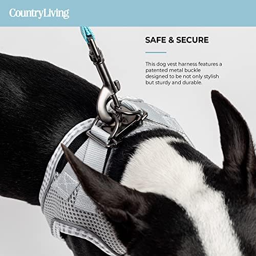 Country Living by Silver Paw STEIR no chicote de cães, arreios de colete para cães de raça média, sem escorregamento e fácil
